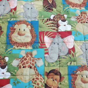 Handmade Animal Baby Quilt Safari Nursery Blanket Lion Giraffe 33x39